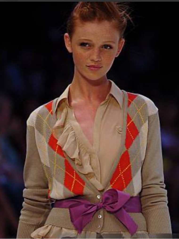 Tan Orange Argyle Cardigan